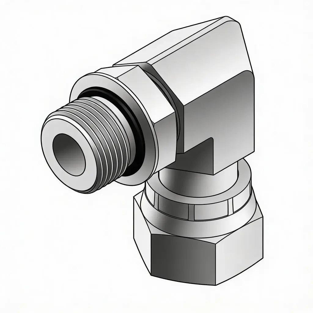 -10 Female Swivel ORFS X -10 Male ORB Adjustable 90° Elbow Fitting Steel