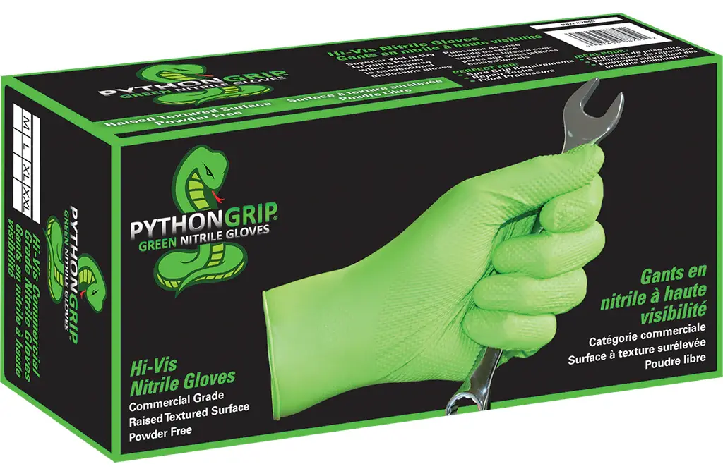 Large Python Grip Hi-Viz Nitrile Glove 7mil [100ct] (Eppco)