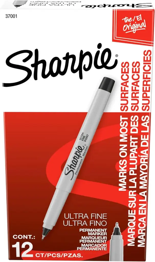 12Pk Black Ultra Fine Tip Permanent Markers (Sharpie)