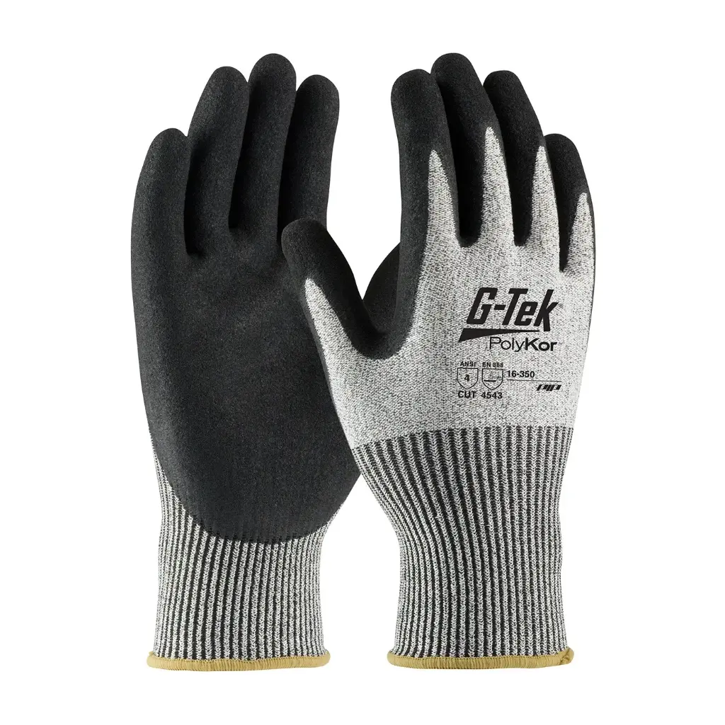 Large A4 Cut, Puncture & Abrasion Resistant Double-Dipped Nitrile Coated Glove (G-Tek/PolyKor)