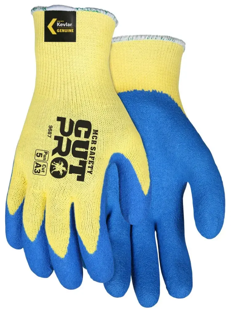 X-Large CutPro Yellow/Blue Latex Dipped Kevlar Gloves (MCR Safety/Flex Tuff®)