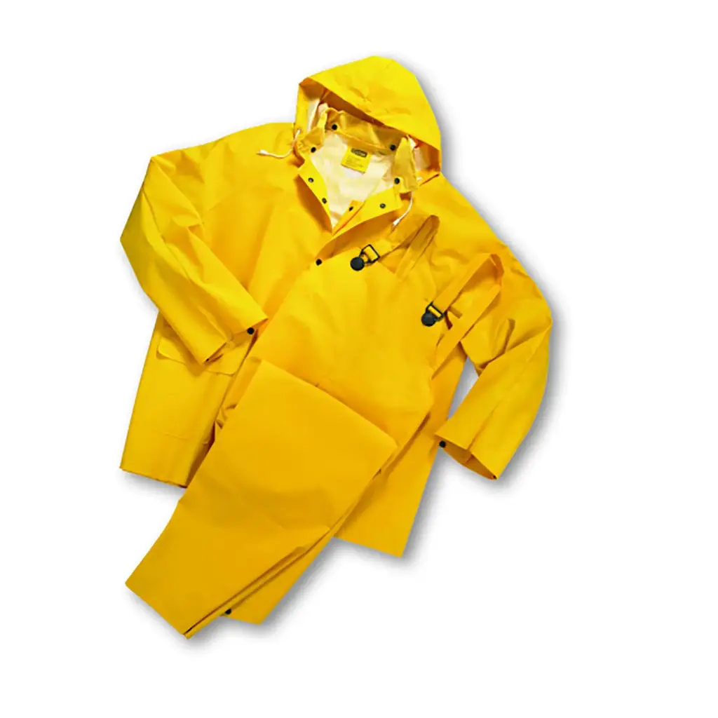 X-Large Three-Piece 35mil PVC Rain Suit [Coveralls, Jacks & Hood] ASTM D6413 (PIP)