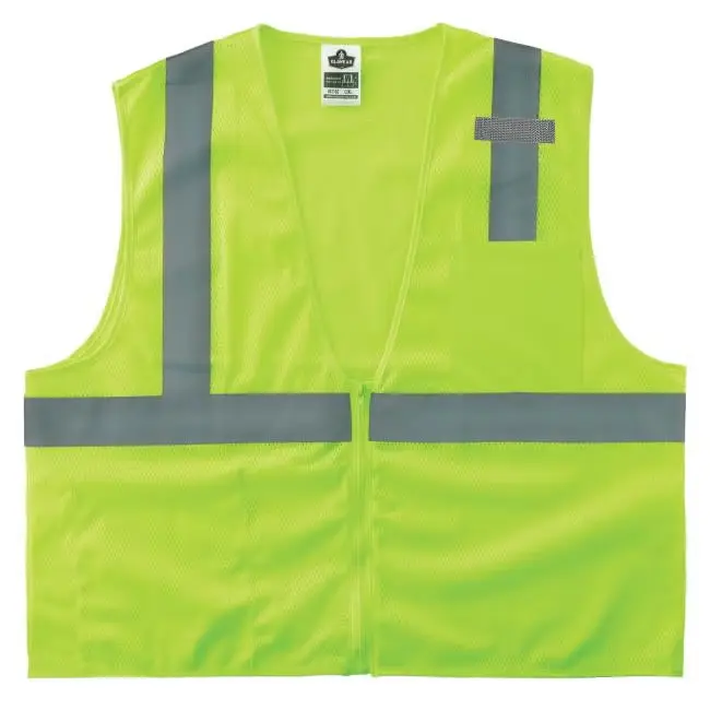 2X-Large/3X-Large Mesh Class 2 Safety Vest Lime/Yellow Zipper (Ergodyne)