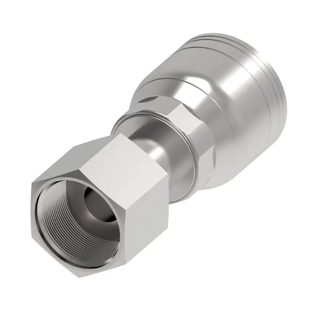 -6 Female ORFS X 3/8"(-6) Hose Straight Swivel Crimp Fitting [1 & 2 Wire Braid] Carbon Steel (Dan Foss/Aeroquip)