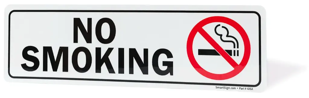 3" x 10" Sign "No Smoking" [Black on White] Adhesive Label
