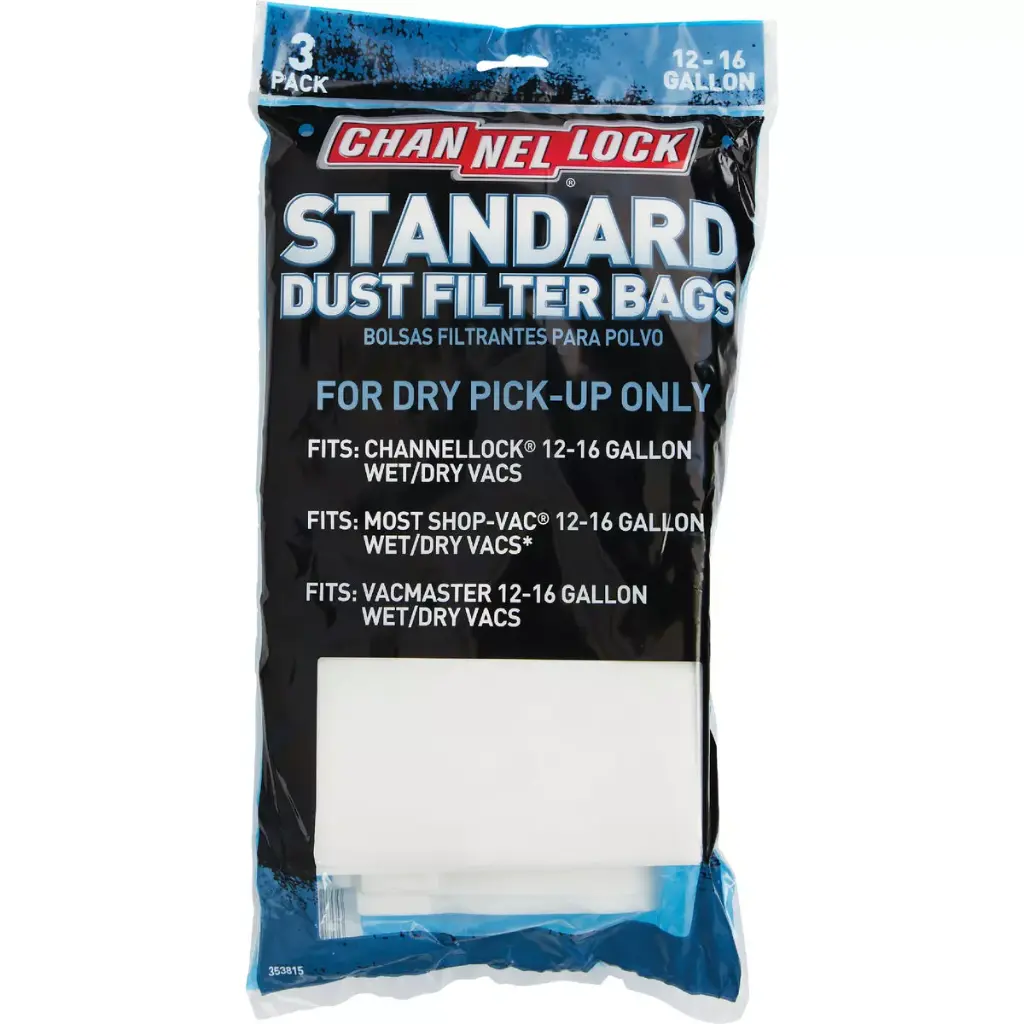 3Pk Standard Filter Vacuum Paper Bags [for 12 to 16 Gallon Models] (Channellock)
