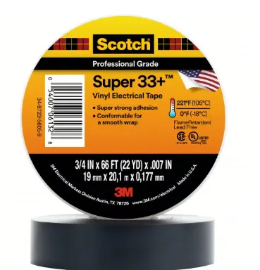 3/4" X 66Ft Super 33+ Black Electrical Tape (Scotch/3M)