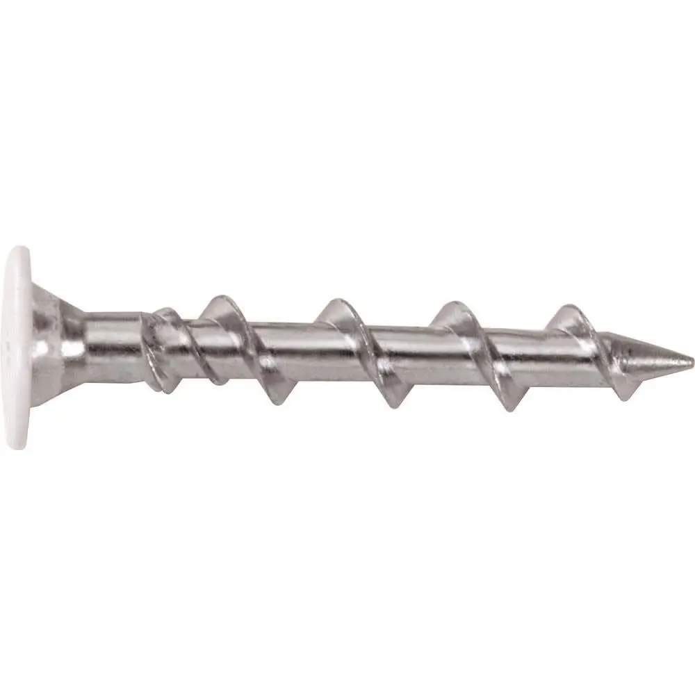 100Pk 1-1/2" Long White Wafer Head Phillips Wall-Dog Anchor Zinc (Powers)