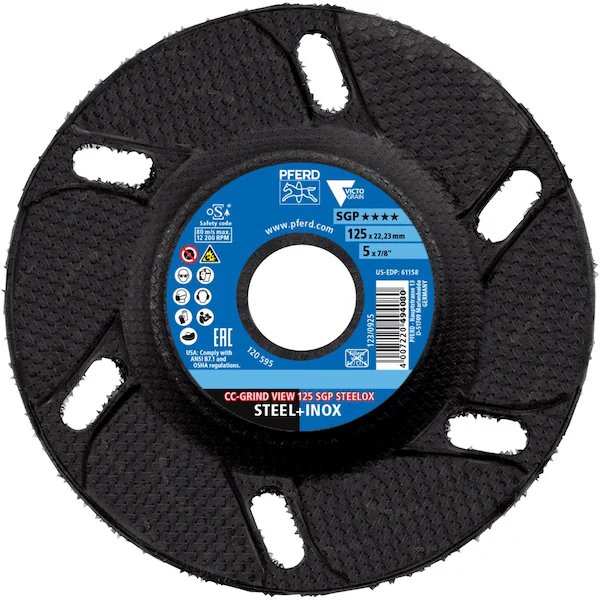 5" X 7/8" CC-GRIND VIEW Ceramic Grinding Disc SGP STEELOX VICTOGRAIN (Pferd)