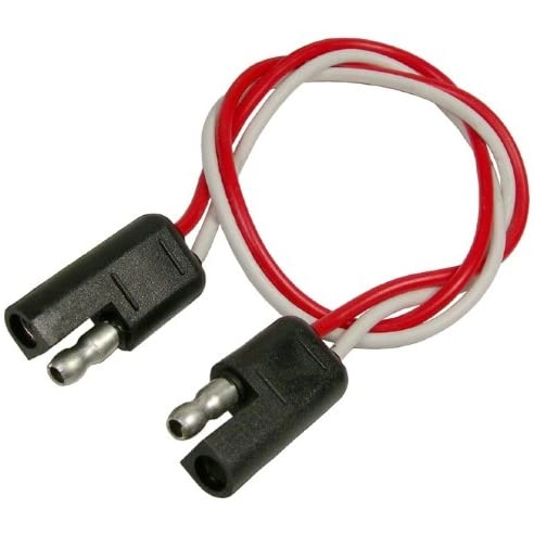 2-Way Molded Trailer Pigtail Connector [12" 16ga Wire Loop] Red/White