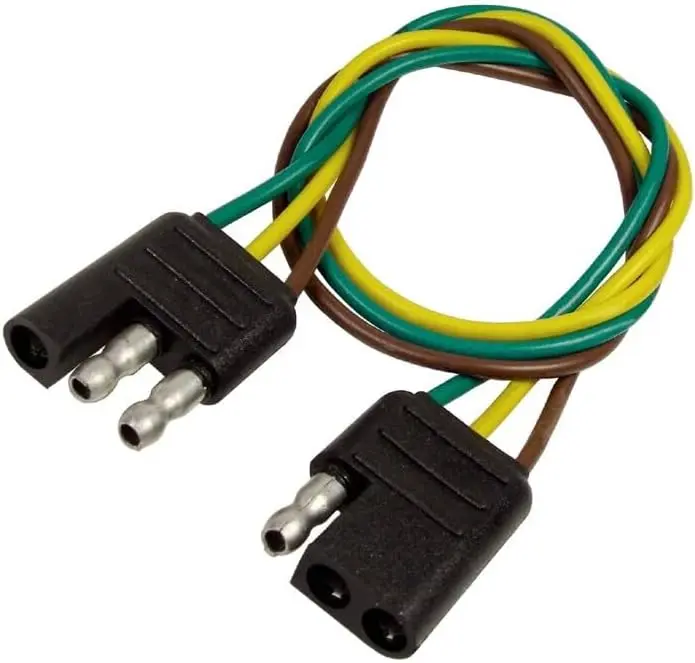 3-Way Molded Trailer Pigtail Connector [12" 16ga Wire Loop] Green/Yellow/Brown