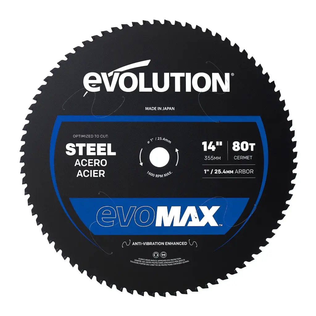 14" X 80T X 1" Arbor Professional Grade Mild Steel Optimized Cold Cut Circular Saw Blade (Evolution)