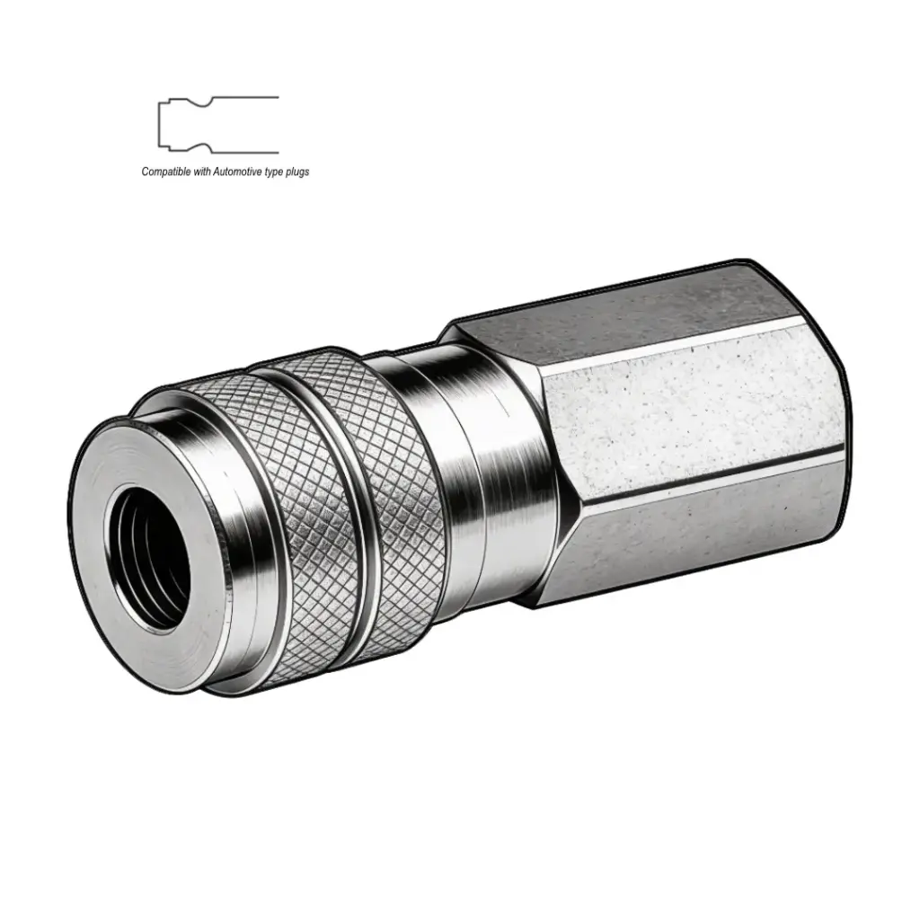 1/4" X 3/8" Automotive Air Coupler to Female NPT Steel