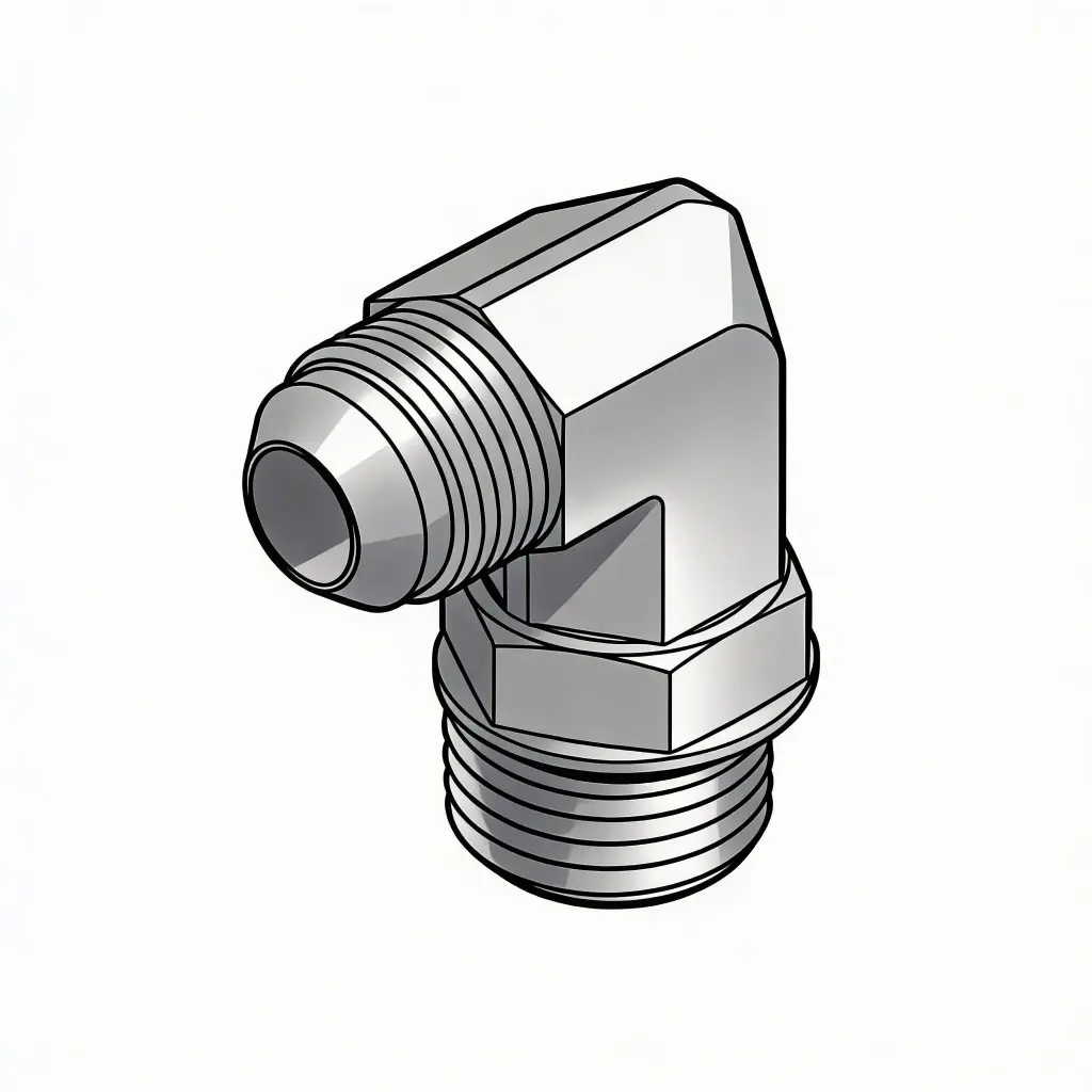 -5 Male JIC X -5 Male ORB 90° Elbow Connector Steel