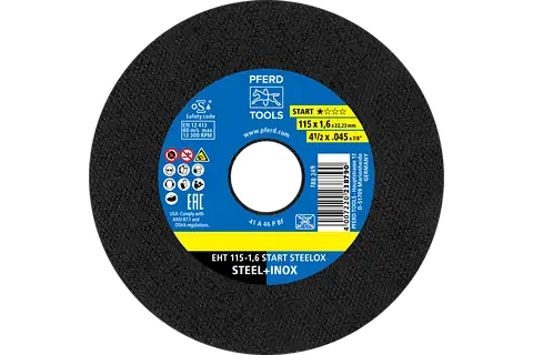 4-1/2" X .045" X 7/8" T1 Cutoff Disc Start Steelox Aluminum Oxide (Pferd)