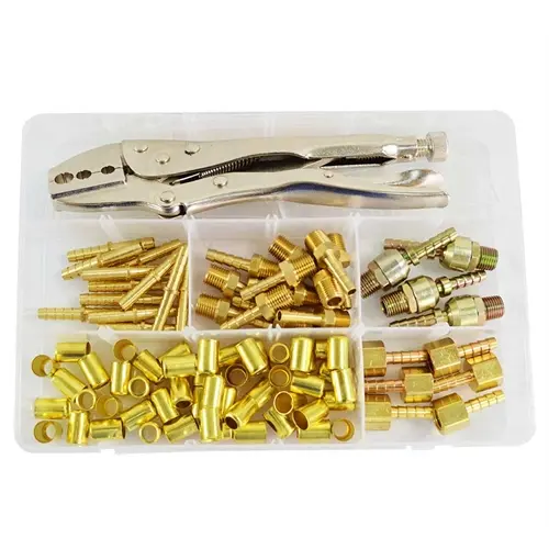 96Pc 3/16" & 1/4" ID Hose Repair Kit W/Crimp Tool (Interstate Pneumatics)