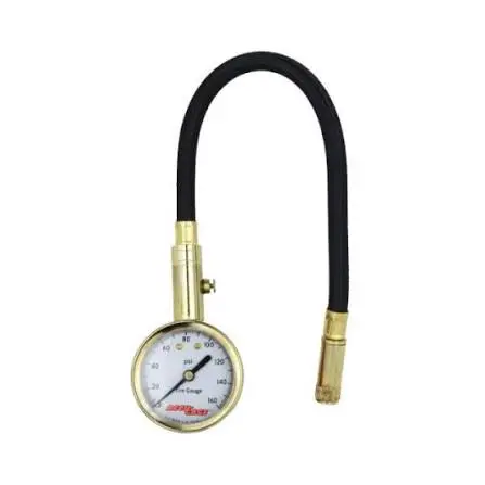 160psi Tire Pressure Gauge 11" Braided Air Hose Straight Air Chuck (Accu-Gage)