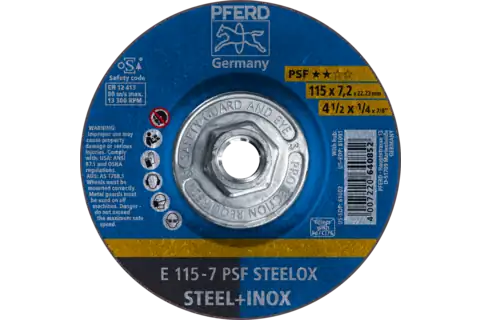4-1/2" X 1/4" X 7/8 PSF Steelox T-27 Grinding Wheel (Pferd)