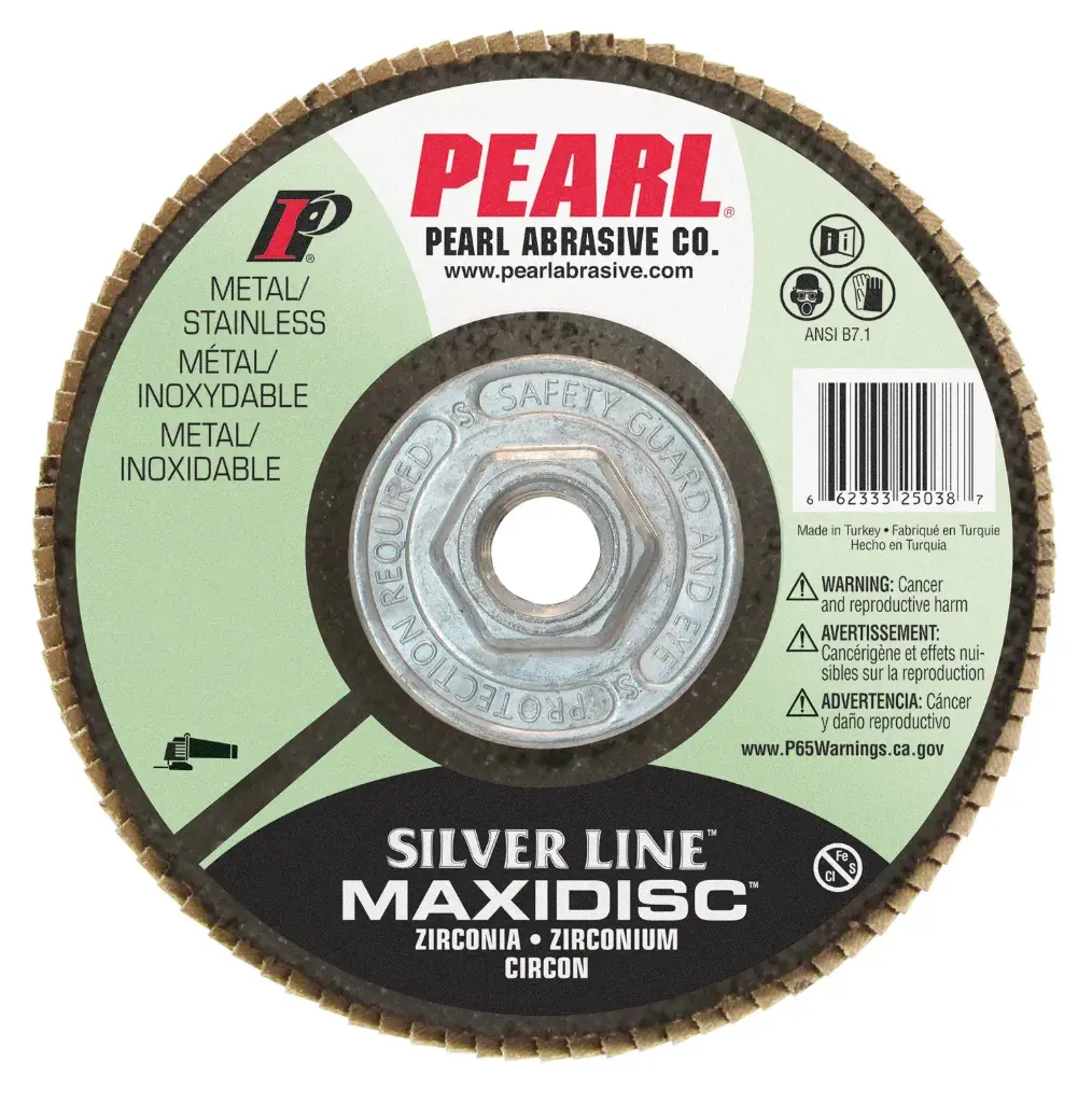 6" X 5/8"-11 X 40 Grit Silver Line Maxidisc Zirconia Flap Disc (Pearl)