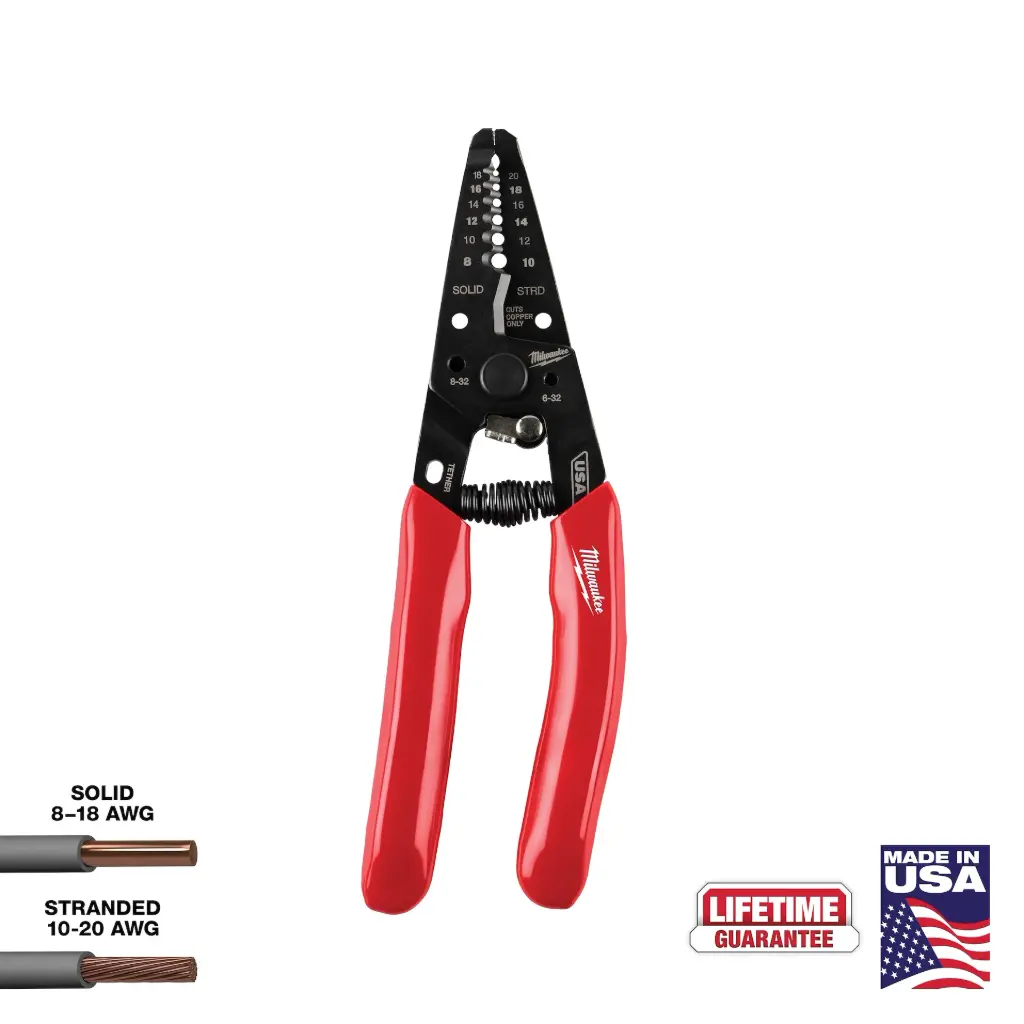 8-20 AWG Dipped Grip Wire Stripper & Cutter (Milwaukee/USA)