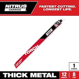 1Pk 12" X 8T TORCH NITRUS Carbide Sawzall Blade (Milwaukee)