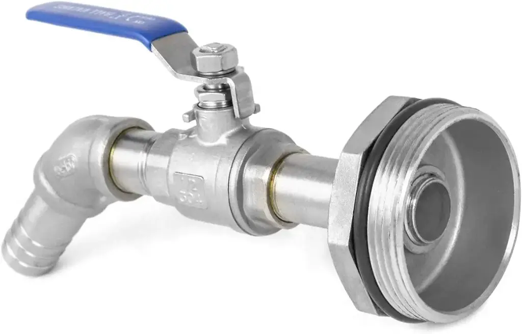 Stainless Steel Drum Ball Valve Faucet/Spigot [2" NPT x 3/4" Barb W/EPDM Gasket]