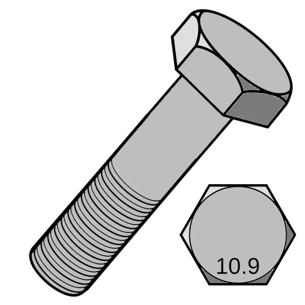 M10-1.25 X 60mm Fine Hex Capscrew 10.9 ZP Partial Threaded 960