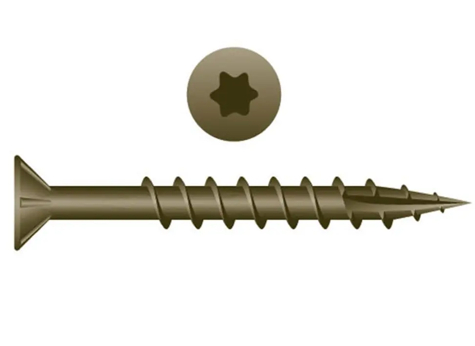 #10 X 5" Flat HD Torx Wood Screw W/Nibs Type 17 WAR Coated