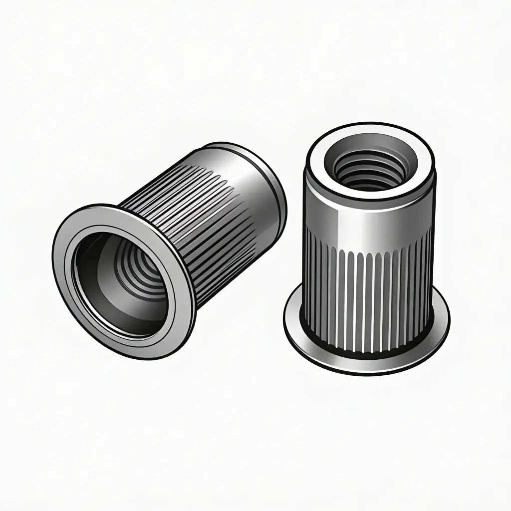 #10-32 Aluminum Ribbed Rivet Nut .020-.130 Grip Range