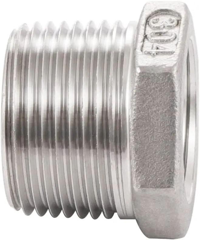 1-1/2" X 1-1/4" NPT Hex Bushing 304 Stainless Steel