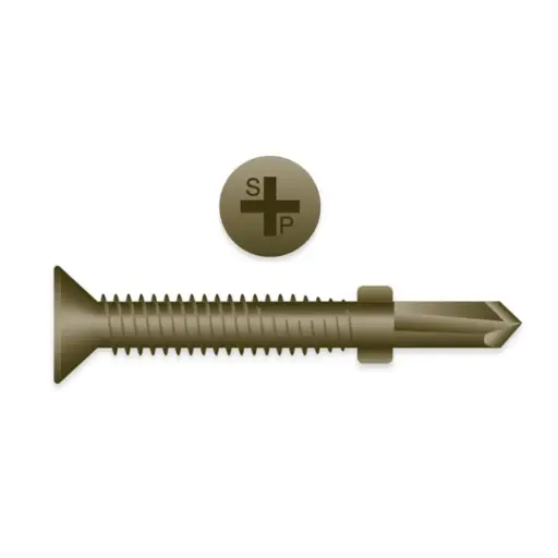[25C275UXF4ZP] 1/4"-20 X 2-3/4" Flat HD Phil Plymetal Tekscrew #4 Point W/Wings Zink Plated