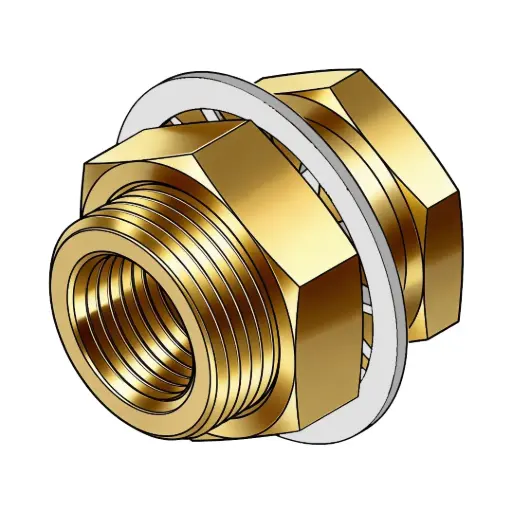 [28303] 3/8" Bulkhead Anchor Connector Brass 1-5/16" Length