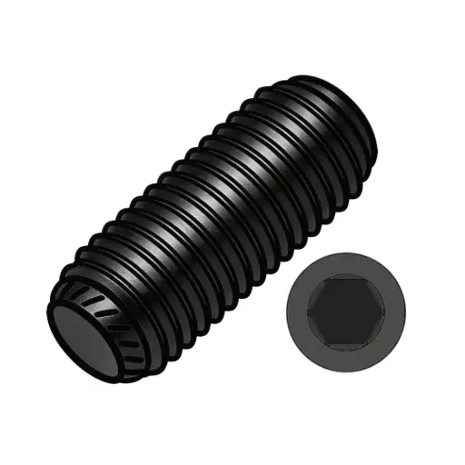[31F37KSSKPL] 5/16"-24 X 3/8" NF Socket Setscrew Knurled Pt. Plain Alloy
