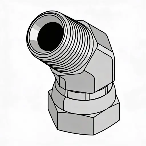 [35-8-8] 1/2" X 1/2" Male NPT to Female NPSM Swivel 45° Steel