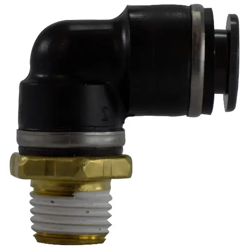 [369PCS8X4] 1/2" X 1/4" Composite PTC to Brass Male NPT 90° Swivel Elbow (DOT)