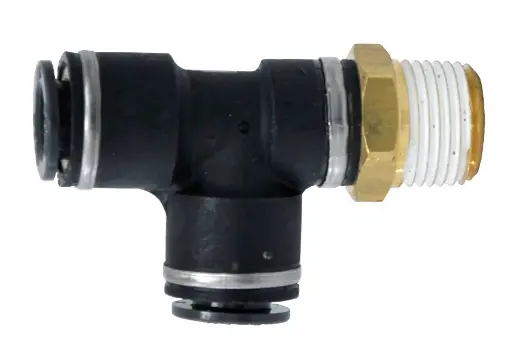 [371PCS4X4] 1/4" PTC X 1/4" NPT Male Run Tee Swivel Composite Fitting (DOT)