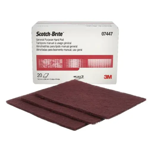 [3M-7447] 6" X 9" Maroon General Purpose Hand Pads [20pk] (Scotch Brite)