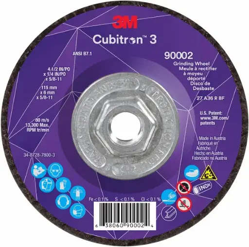 [3M-90002] 4-1/2" X 1/4" X 5/8"-11 Ceramic Grinding Disc (3M/Cubitron 3)