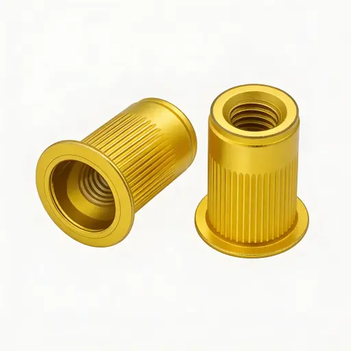 [6CNRIVETLYZ] #6-32 Steel Ribbed Rivet Nut .080-.130 Grip Range YZ