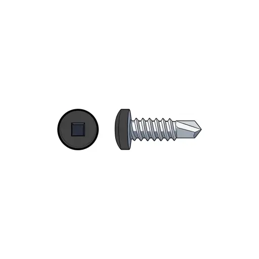 [8D100USQPZPBH] #8 X 1" Pan HD Square Dr. Tekscrew ZP Black Painted Head