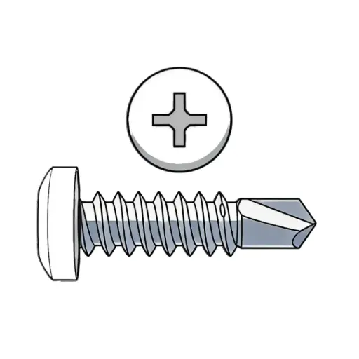 [8D50UXPZPWHT] #8 X 1/2" Pan HD Phil Tekscrew ZP White Head