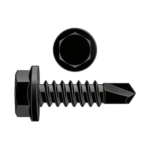 [8D75UHBO] #8 X 3/4" Hex HD Tekscrew Black Oxide