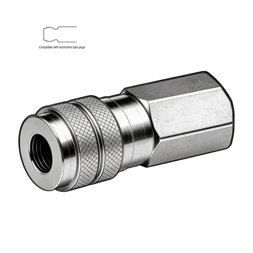 [AC6X4F-S] 3/8" X 1/4" Automotive Air Coupler to Female NPT Steel