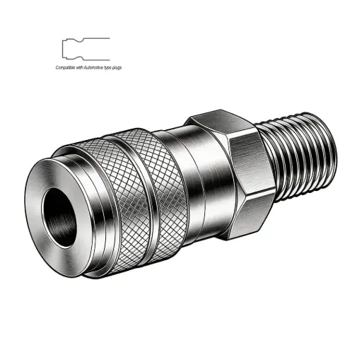 [AC6X6M-S] 3/8" X 3/8" Automotive Air Coupler to Male NPT Steel