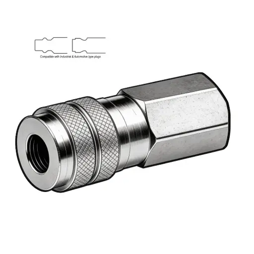 [AC8X6F-S] 1/2" X 3/8" Automotive Air Coupler to Female NPT Steel
