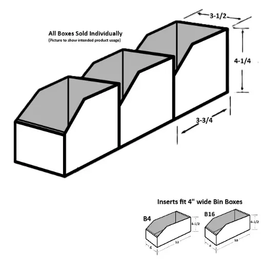 [B4INS] 3-3/4 X 3-1/2 X 4-1/4 Self Locking Bin Box Dividers