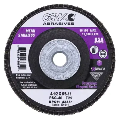 [CGW-43851] 4-1/2" X 5/8-11 X 40Grit Flap Disc Type 29 PSG eXtreme II (CGW)