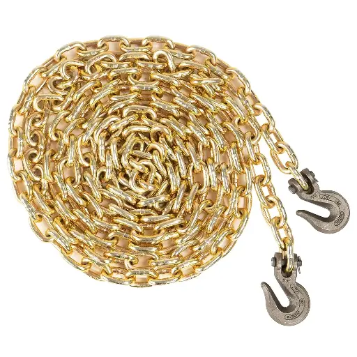 [CHAIN38TRPTDOM] 3/8 X 20Ft. GR.70 Transport Chain W/ Grab Hook Ends (USA)