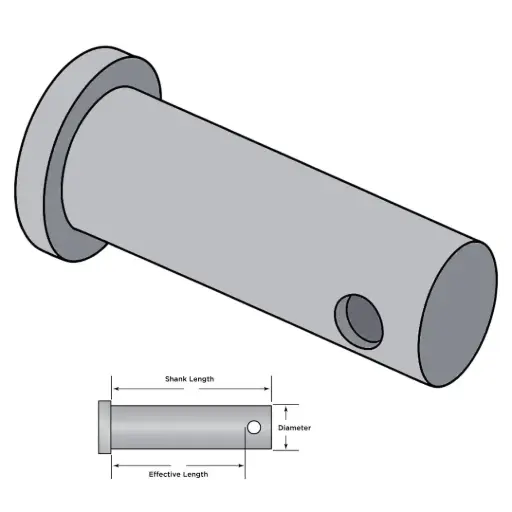 [CLEVPIN100X275ZP] 1" X 2-3/4" (2-7/16" Usable) Clevis Pin Steel ZP
