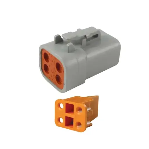 [DTP4M] DTP 4-Way Male Plug W/Wedgelock [Uses Female Terminals] (Deutsch)